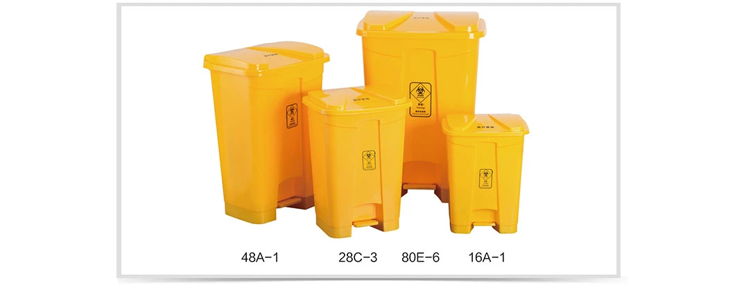 Wholesale Eco-Friendly 16L-80L Small Rubbish HDPE Pedal Yellow Medical Garbage Wheelies Plastic Trash Can Waste Bins for Hospital