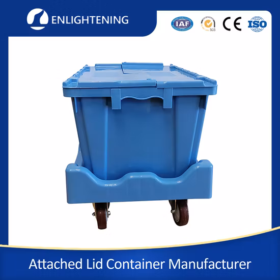 Stapelbarer Kunststoffbehälter und schachtelbare Versandkisten-Wendebox